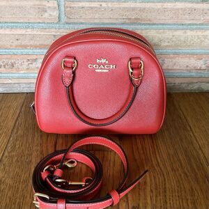 Coach Sydney Small Miami Red Crossgrain Leather Satchel Crossbody Bag